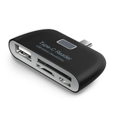 Type-C スマートフォン クレジット カード リーダー - USB 2.0 マイクロ USB/TF/SD メモリ カード アダプター、MacBook 電話タブレット用